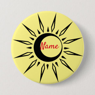 Shining Sun Crescent Moon Thunder_Cove 3 Inch Round Button