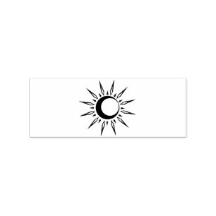 Shining Sun Crescent Moon Thunder_Cove Rubber Stamp