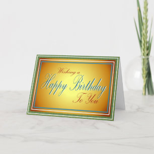 Shining sun in blue white and red birthday card