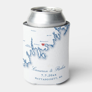 Shining Tides Wedding Favor Mattapoisett Map Can Cooler