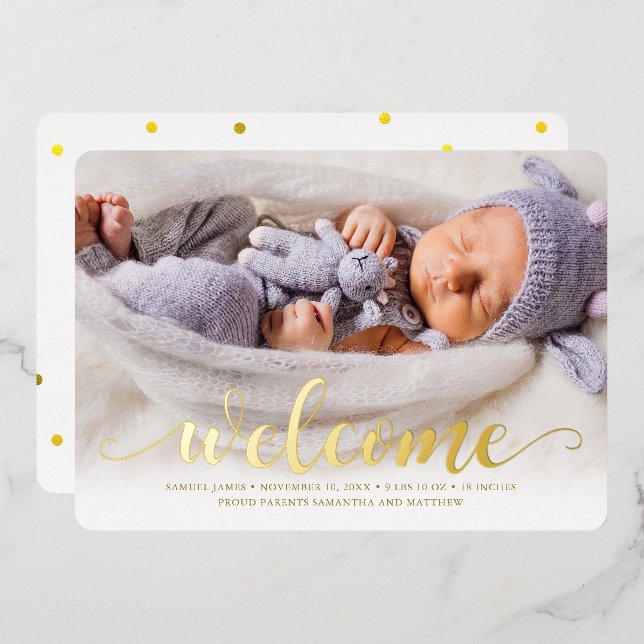 Shining Welcome - Baby Birth Announcement (Front/Back)