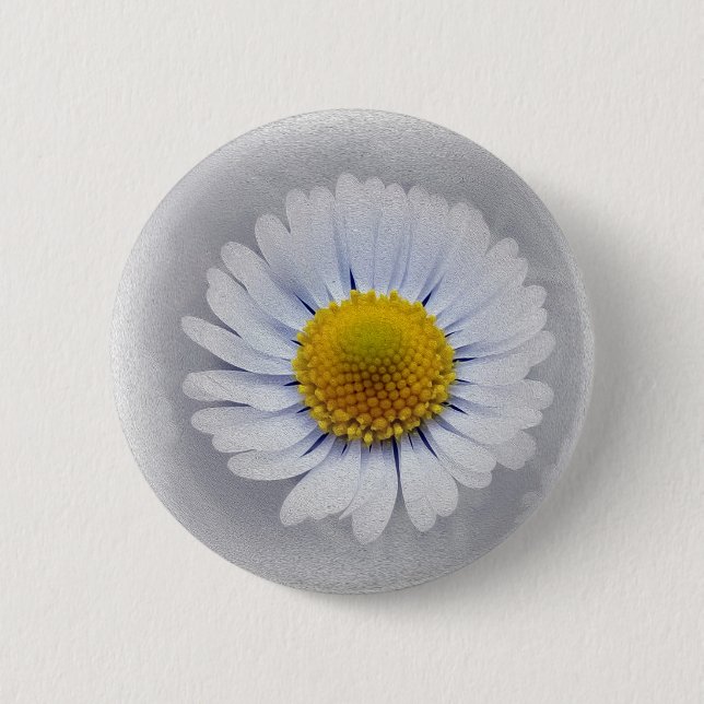 shining white daisy 2 inch round button (Front)