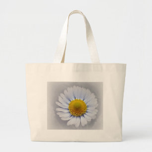 shining white daisy large tote bag