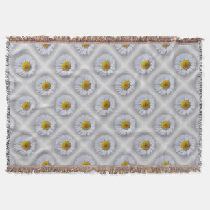 shining white daisy throw blanket
