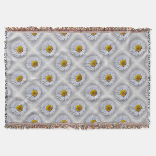 shining white daisy throw blanket (Front)