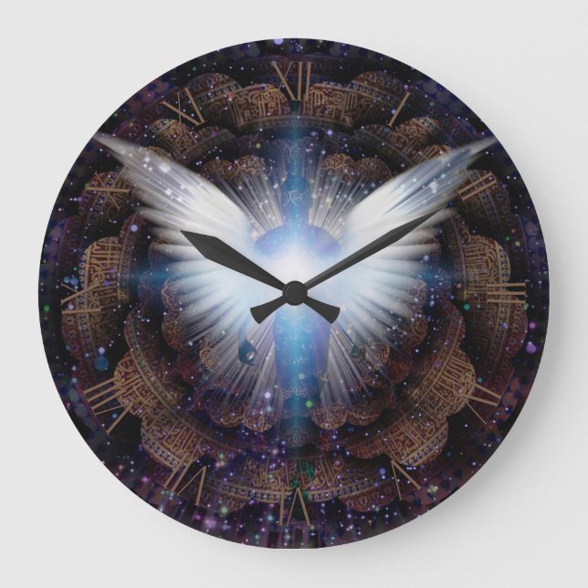 Shining wings and aura large clock (Front)