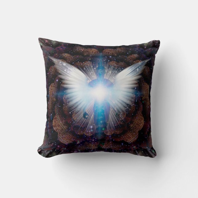 Shining wings and aura throw pillow (Front)