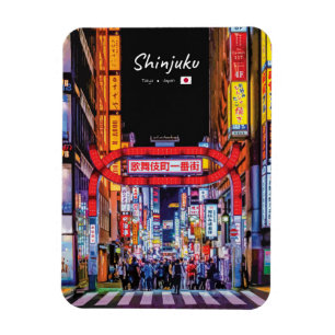 Shinjuku, Japan - Kabukicho Neon Street Rounded Magnet