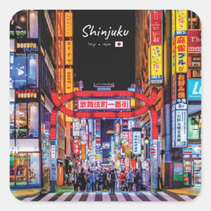 Shinjuku, Japan - Kabukicho Neon Street Square Sticker