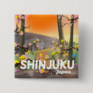 Shinjuku Japan travel poster 2 Inch Square Button