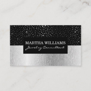 Shinny Dots Pattern Black Silver Natural Pattern Business Card