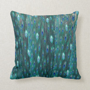 Shinny Peacock Feathers Throw Pillow