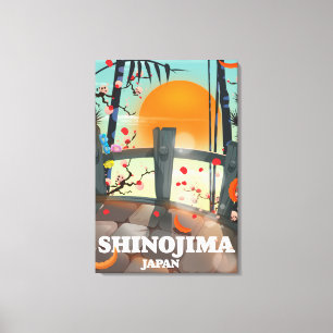Shinojima travel poster map canvas print