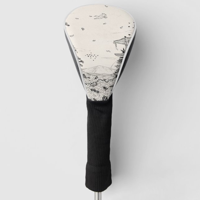 Shinto Shrine Fuji Edo Period Japan Shogun Inspire Golf Head Cover (Front)