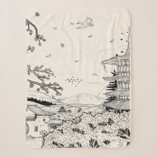Shinto Shrine Fuji Edo Period Japan Shogun Inspire Sherpa Blanket