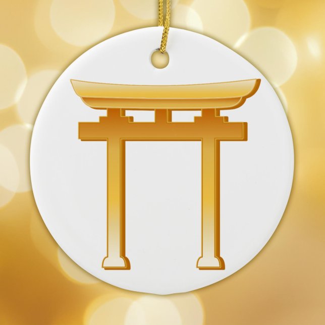Shinto Symbol Ceramic Ornament (Gold Torii Gate ornament, symbol of the Shinto religion.  Peace.)
