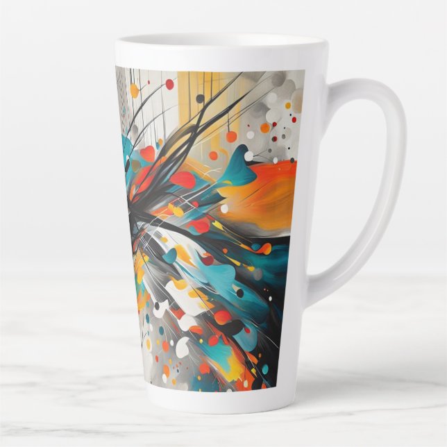 Shiny Abstract Shapes Splashes Latte Mug (Right)
