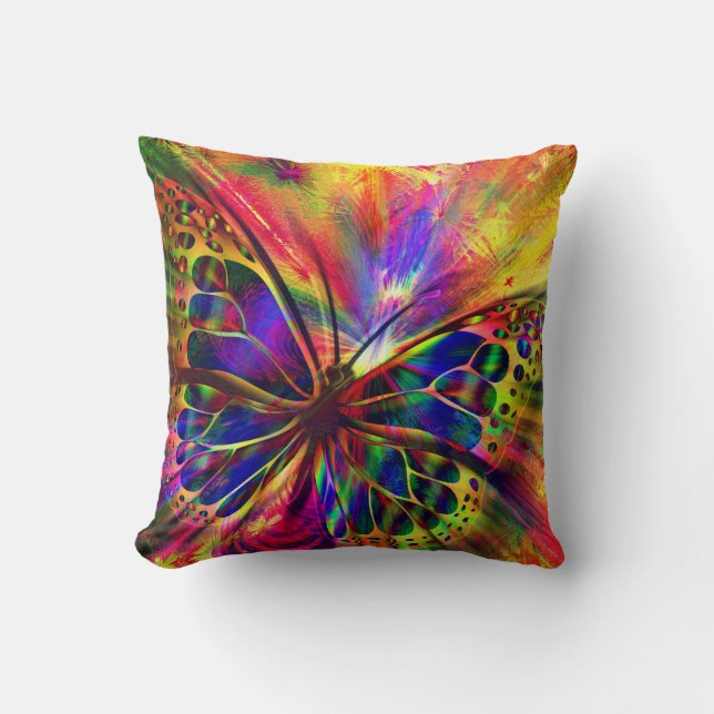 Shiny And Colourful Butterfly Throw Pillow (Front)