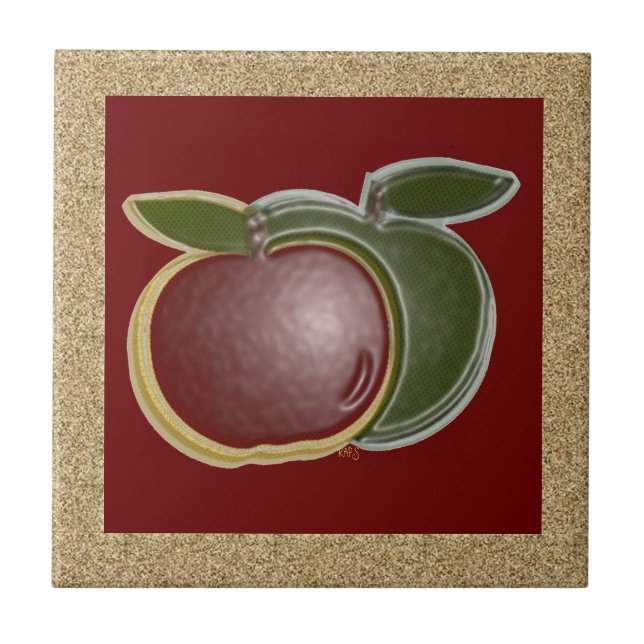 Shiny Apples 3D (gold/cranberry) Tile (Front)