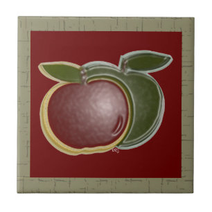 Shiny Apples 3D (sage/cranberry) Tile