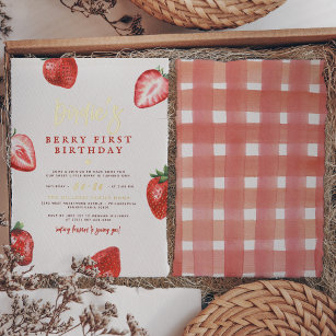 Shiny Berry First Strawberry Girl 1st Birthday