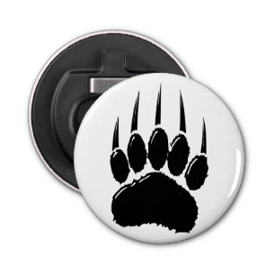Shiny Black Bear Paw Print Bottle Opener