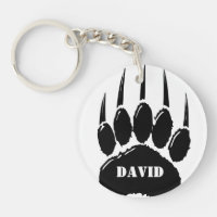 Shiny Black Bear Paw Print Custom Name