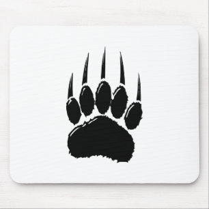 Shiny Black Bear Paw Print Mouse Pad