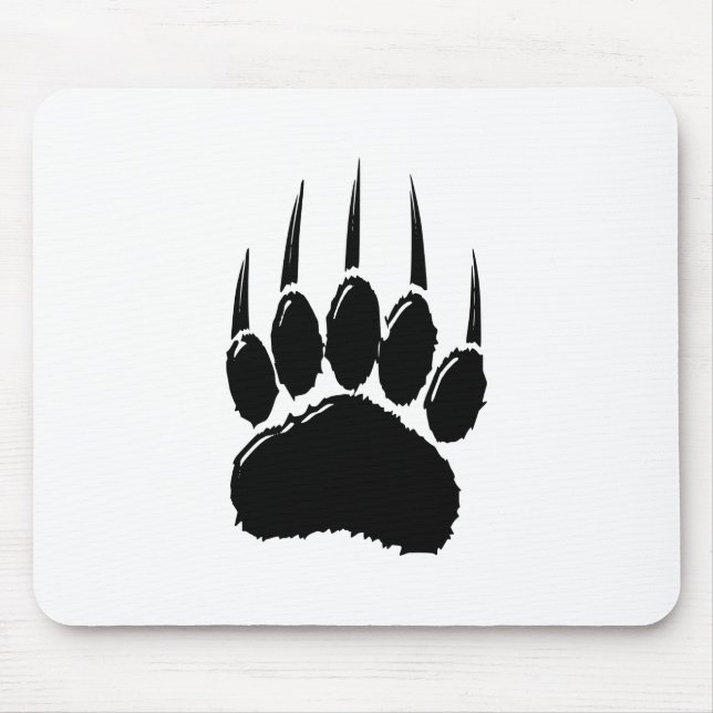 Shiny Black Bear Paw Print Mouse Pad (Front)