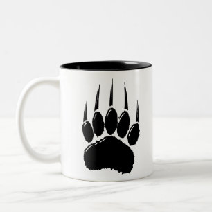 Shiny Black Bear Paw Print Two-Tone Coffee Mug