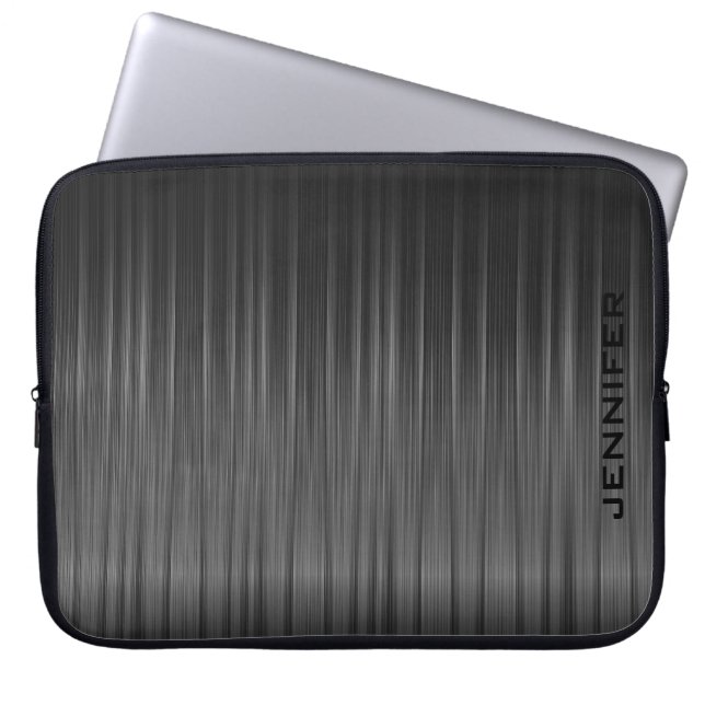 Shiny Black Carbon Fibre Look Laptop Sleeve (Front)