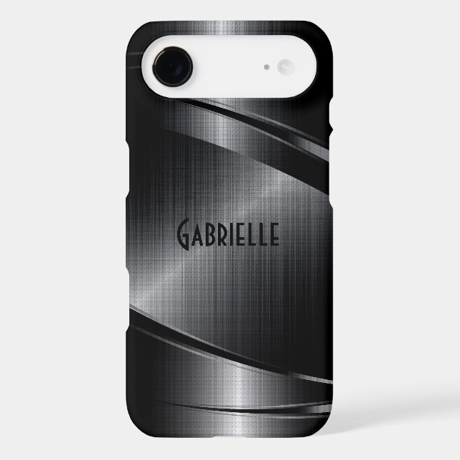 Shiny Black Design Brushed Aluminum Look Case-Mate iPhone Case (Back)