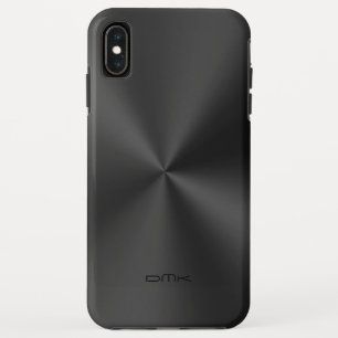 Shiny black faux stainless steel look monogram iPhone XS max case