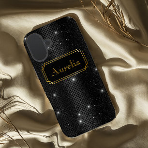 Shiny Black glamourous sequins sparkling  iPhone 16 Plus Case