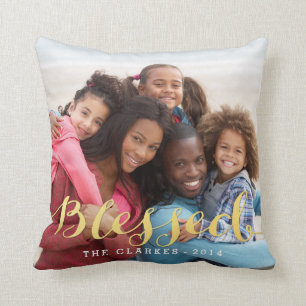 Shiny Blessings Holiday Photo Throw Pillow