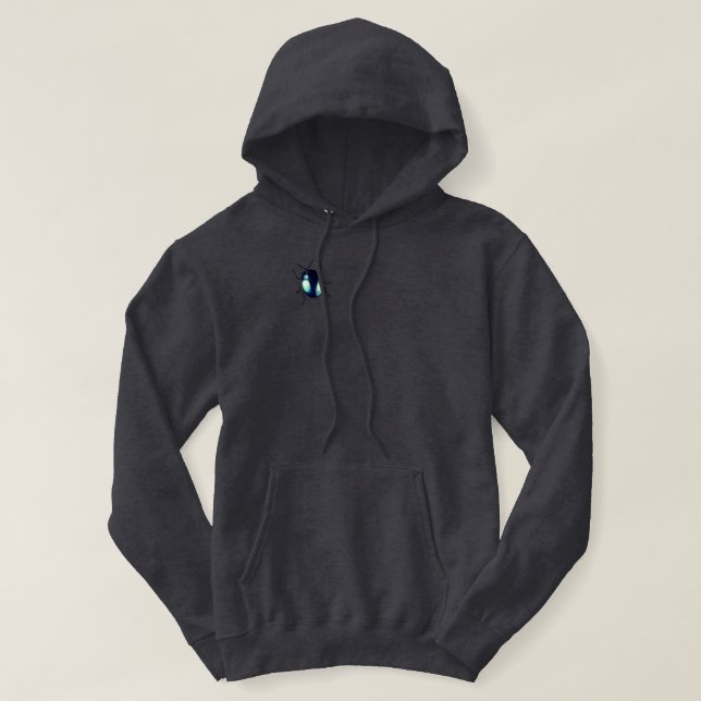 Shiny Blue Beetle Illustration Hoodie (Design Front)
