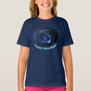Shiny Blue Chanukkah Menorah T-Shirt