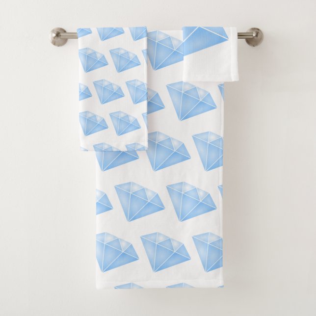Shiny Blue Diamond Carat Bath Towel Set (Insitu)