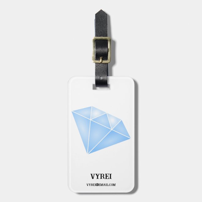 Shiny Blue Diamond Carat Luggage Tag (Front Vertical)