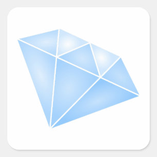 Shiny Blue Diamond Carat Square Sticker