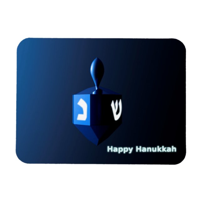 Shiny Blue Dreidel Magnet (Horizontal)