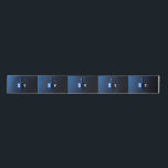 Shiny Blue Dreidel Satin Ribbon<br><div class="desc">A modernistic, metallic blue dreidel against a dark, night-like background. Two of the Hebrew letters found on a dreidel, nun and shin, glow brightly.</div>