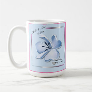 Shiny Blue Flower Wedding Coffee Mug