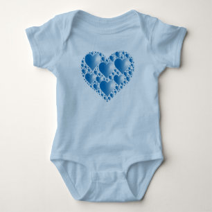 Shiny Blue Hearts Baby Bodysuit