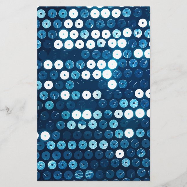 shiny blue sequins stationery (Front)