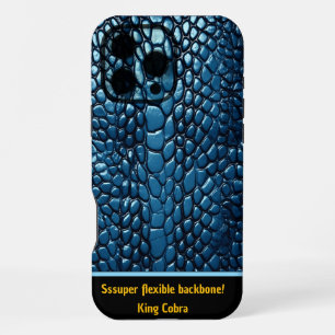 Shiny blue snake skins add artistic texture iPhone 16 pro max case