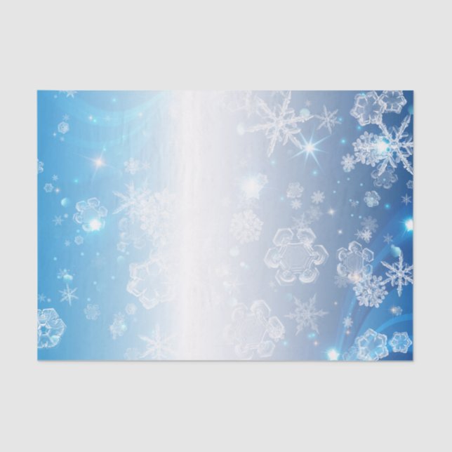 Shiny Blue Winter Wonderland Crystal Snowflakes  Tissue Paper (Front)
