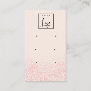 Shiny Blush Pink Glitter Texture 3 Earring Display Business Card
