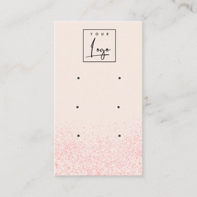 Shiny Blush Pink Glitter Texture 3 Earring Display Business Card (Front)