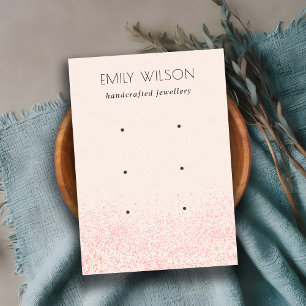 Shiny Blush Pink Glitter Texture 3 Earring Display Business Card